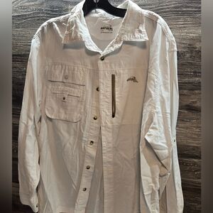 Natural Gear Shirt Mens Large White Long Sleeve Fishing Button Up Vented Outdoor